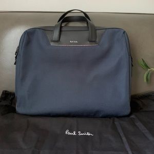 Paul Smith navy canvas signature strip laptop briefcase